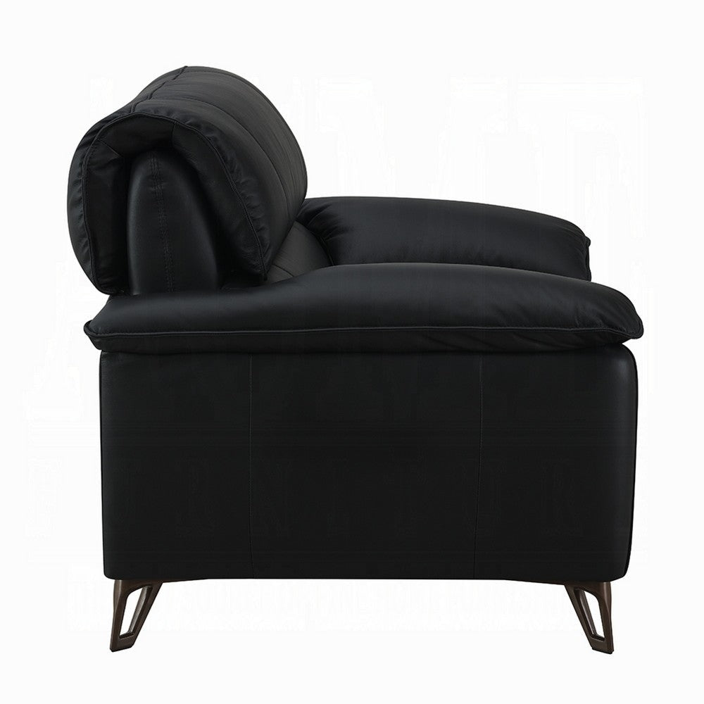 Bernie Sofa | Sleek Black Top Grain Leather | Bronze Metal | 83’’ BM333120