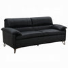 Bernie Sofa | Sleek Black Top Grain Leather | Bronze Metal | 83"