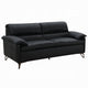 Bernie Sofa | Sleek Black Top Grain Leather | Bronze Metal | 83"