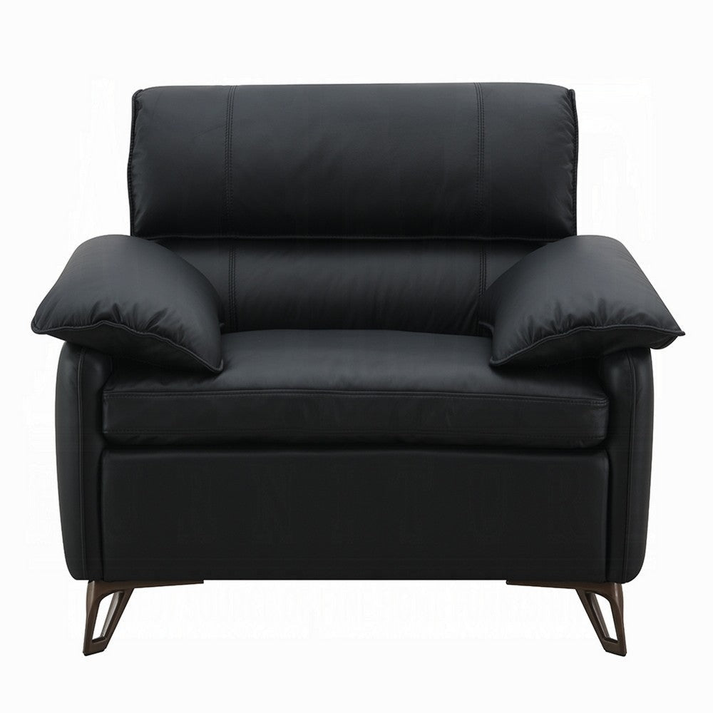 Bernie Accent Chair | Black Top Grain Leather | Bronze Metal | 43’’ BM333121