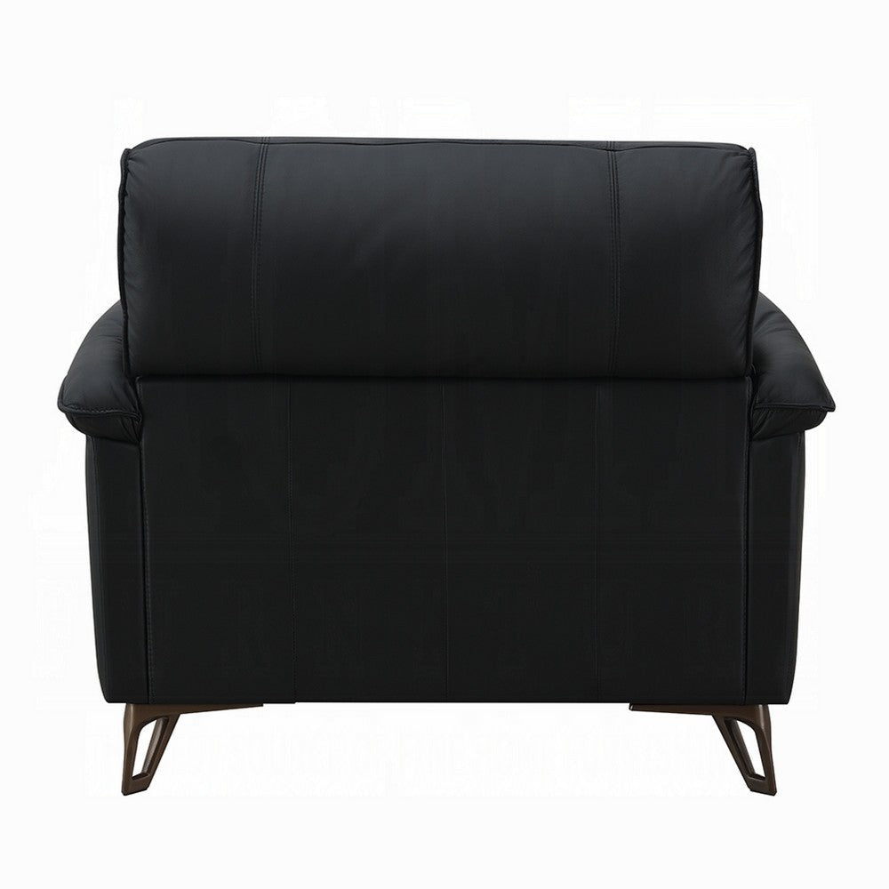 Bernie Accent Chair | Black Top Grain Leather | Bronze Metal | 43’’ BM333121