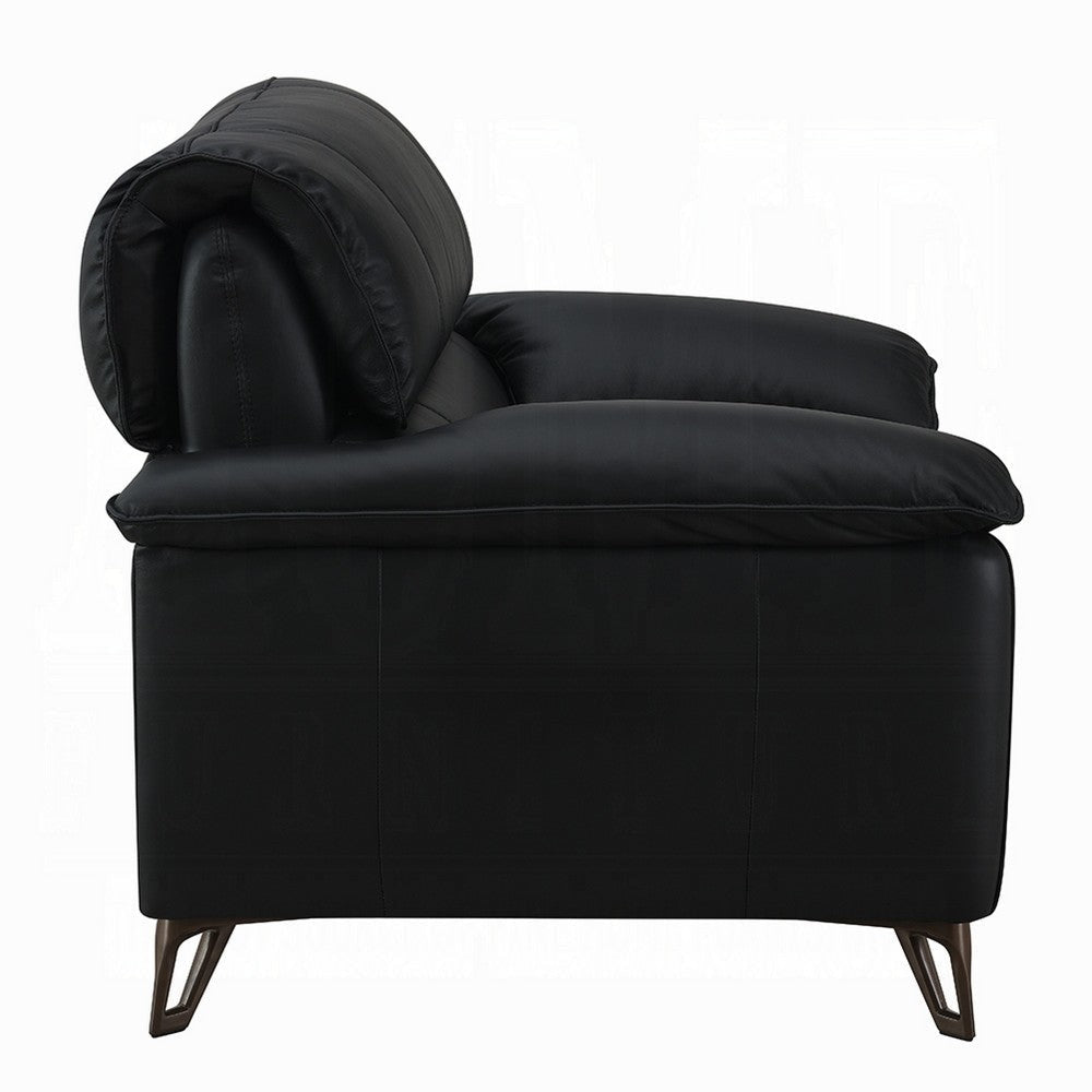 Bernie Accent Chair | Black Top Grain Leather | Bronze Metal | 43’’ BM333121