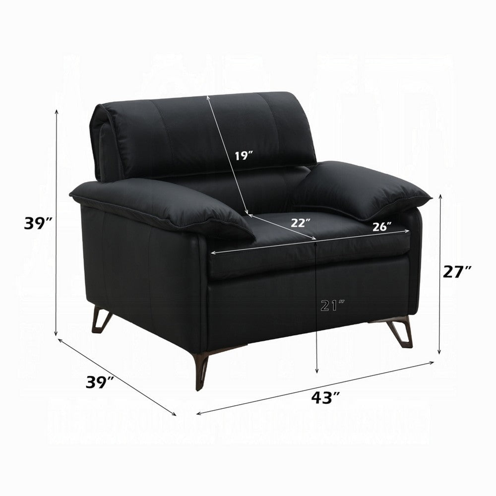 Bernie Accent Chair | Black Top Grain Leather | Bronze Metal | 43’’ BM333121