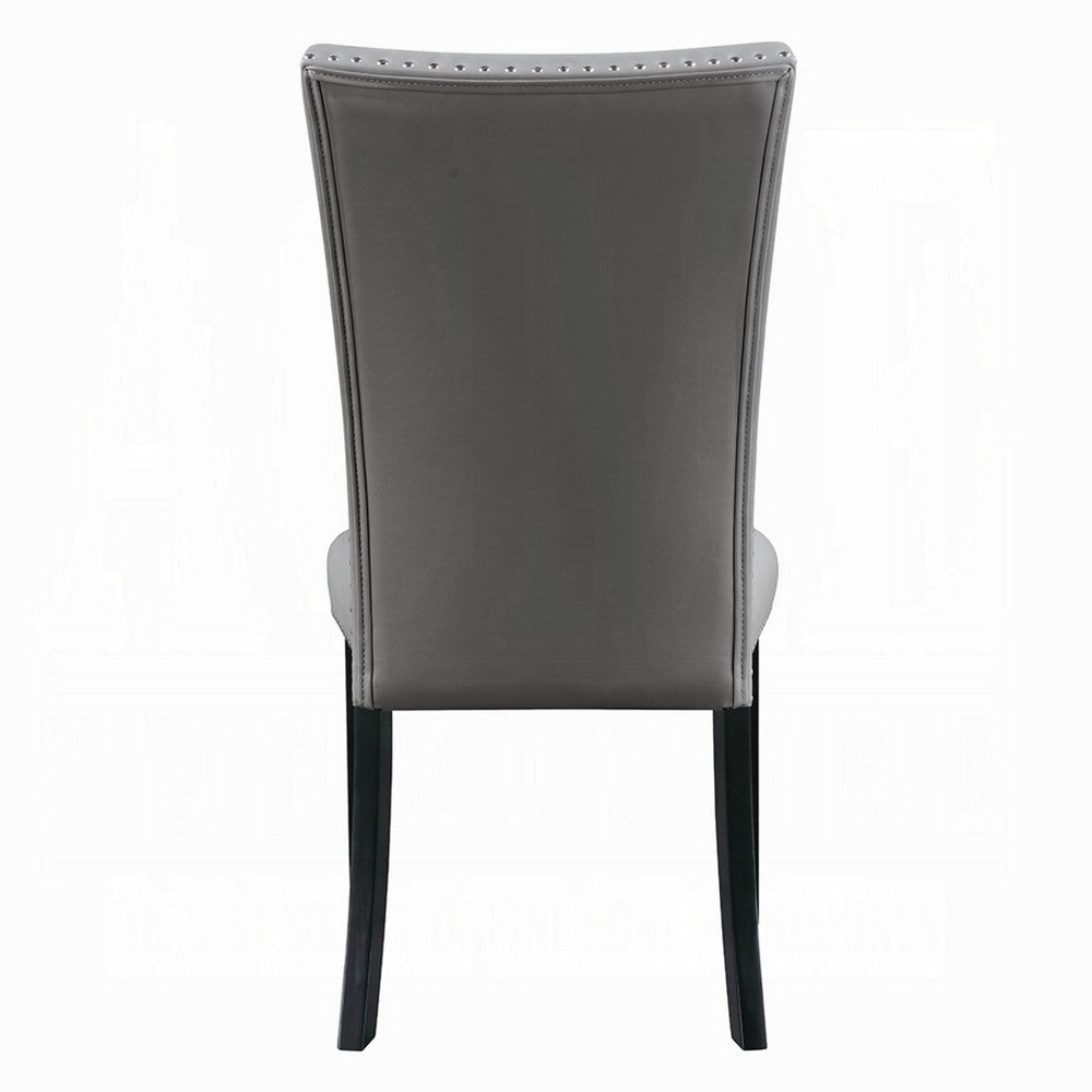 Aline Side Dining Chair Set of 2 | Gray Faux Leather | Nailhead Trim BM333122