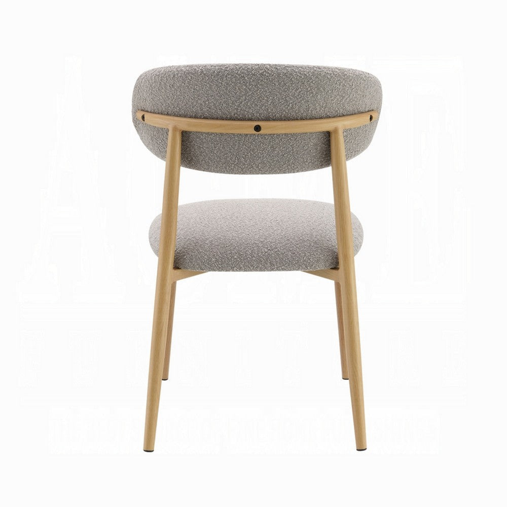 Kacie Side Dining Chair Set of 2 | Gray Boucle | Natural Brown Wood BM333123