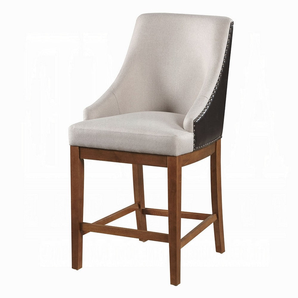 Elsie Counter Height Chair Set of 2 | Black Faux Leather | Gray Fabric BM333125