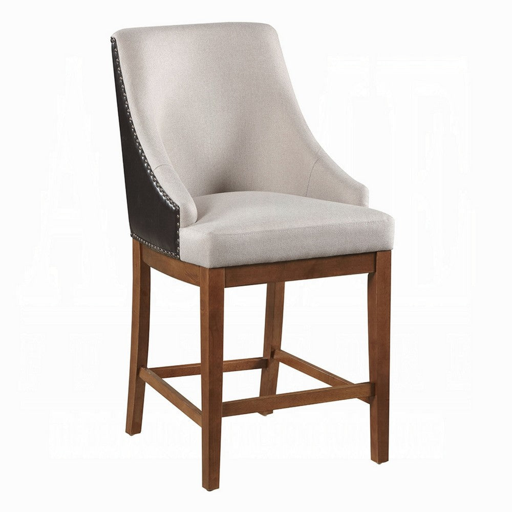Elsie Counter Height Chair Set of 2 | Black Faux Leather | Gray Fabric