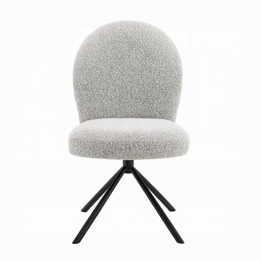 Veton Swivel Side Dining Chair Set of 2 | Gray Boucle | Black Metal BM333126