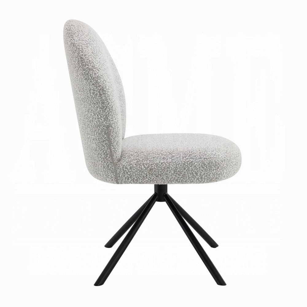 Veton Swivel Side Dining Chair Set of 2 | Gray Boucle | Black Metal BM333126
