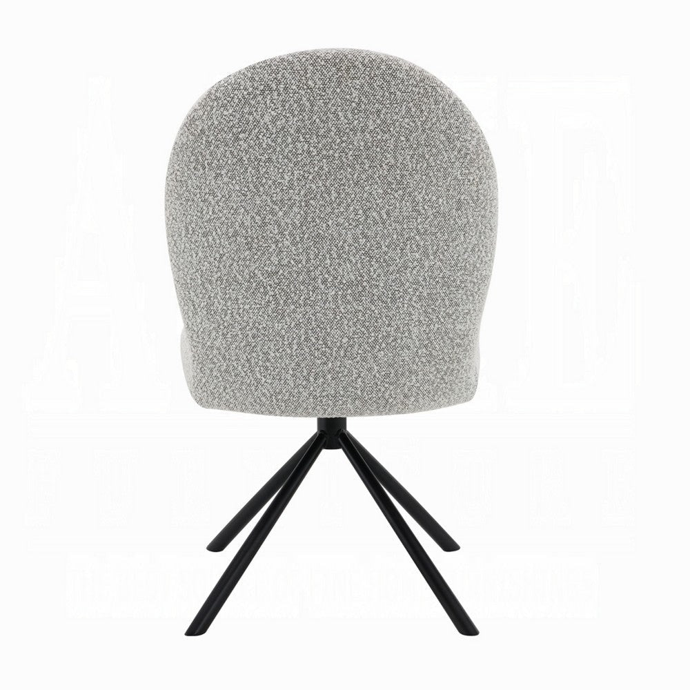 Veton Swivel Side Dining Chair Set of 2 | Gray Boucle | Black Metal BM333126