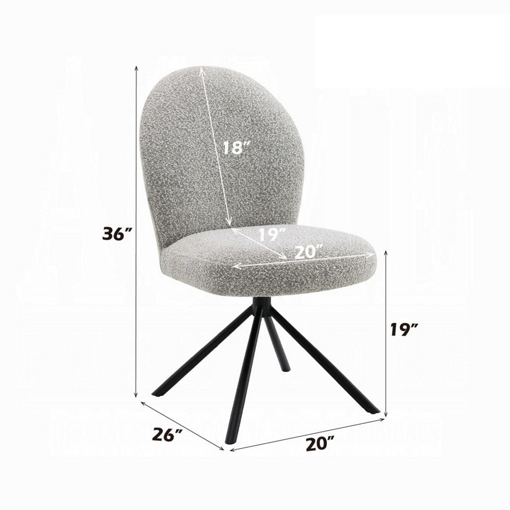 Veton Swivel Side Dining Chair Set of 2 | Gray Boucle | Black Metal BM333126