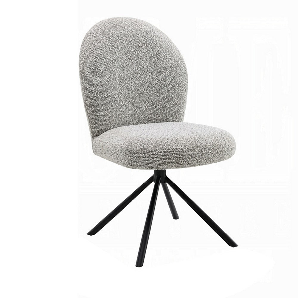 Veton Swivel Side Dining Chair Set of 2 | Gray Boucle | Black Metal