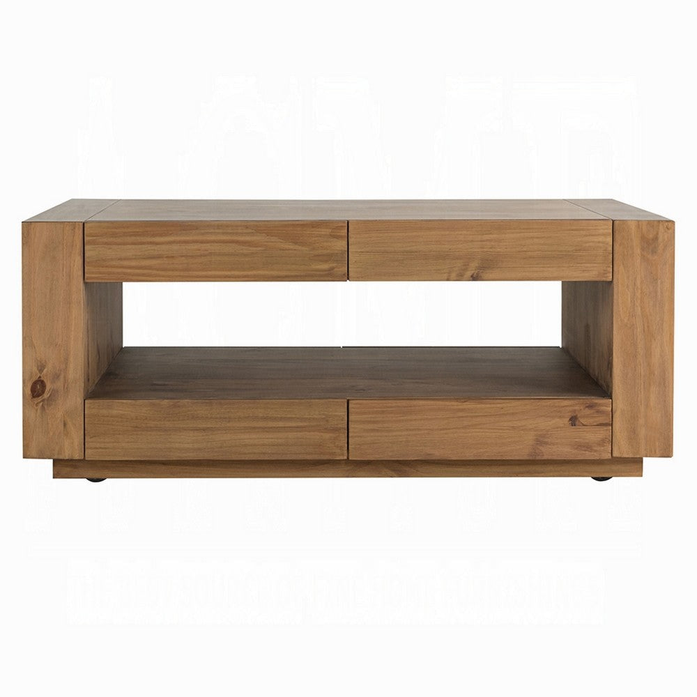 Ayma Coffee Table | 1 Inner Shelf | Brown Oak Wood | Rectangular 50’’ BM333127