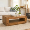 Ayma Coffee Table | 1 Inner Shelf | Brown Oak Wood | Rectangular 50"