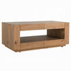 Ayma Coffee Table | 1 Inner Shelf | Brown Oak Wood | Rectangular 50"