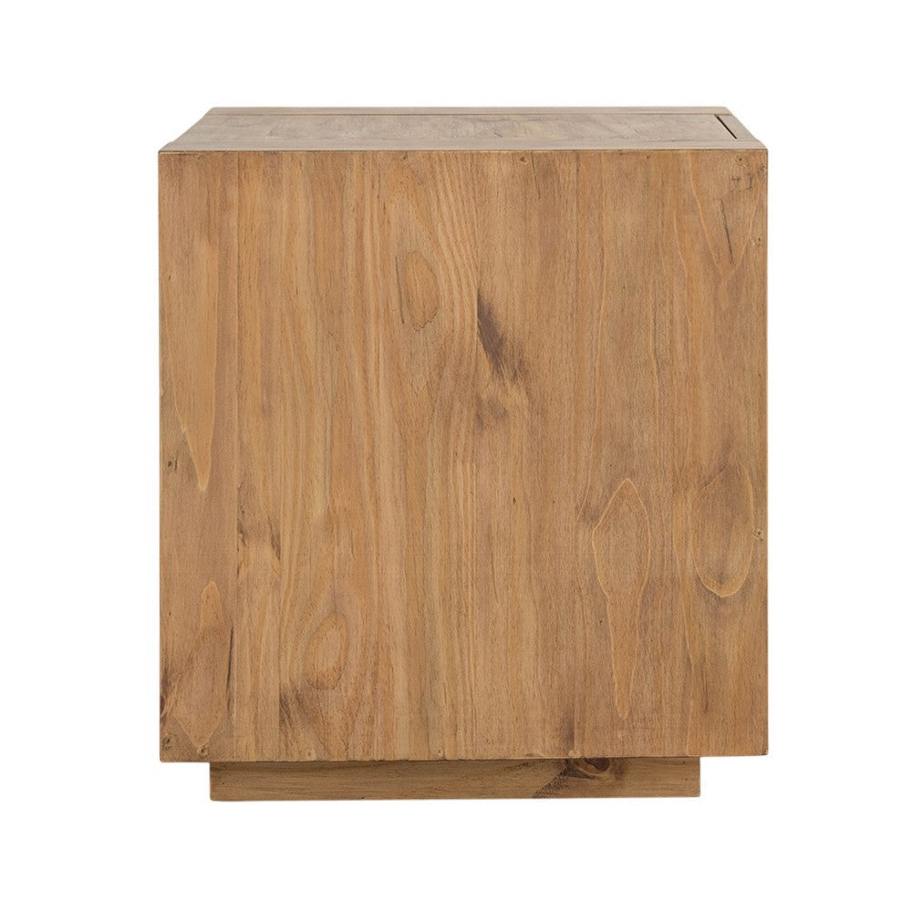 Ayma End Table | 1 Inner Shelf | Drawers | Brown Oak Wood Frame | 24’’ BM333128