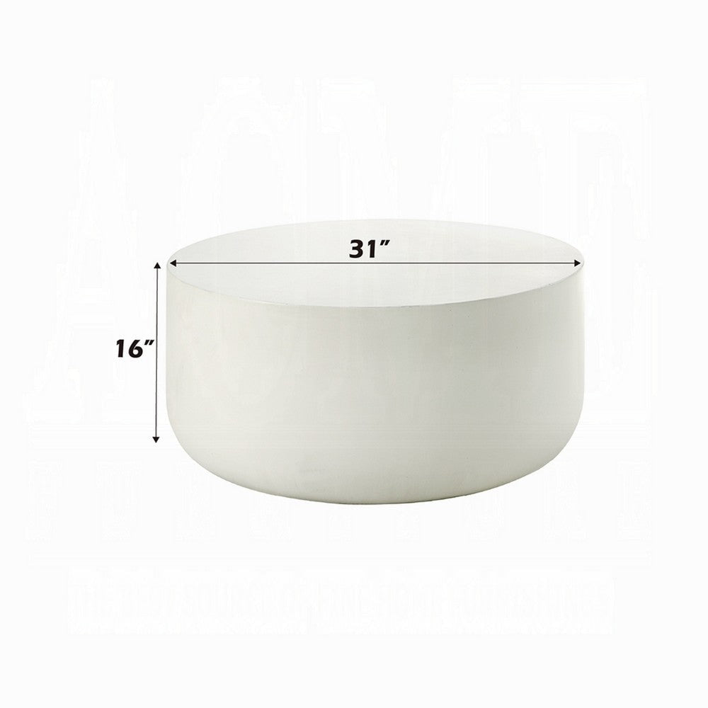 Utan Coffee Table | Modern Natural White Cement Frame | Round 31’’ BM333129