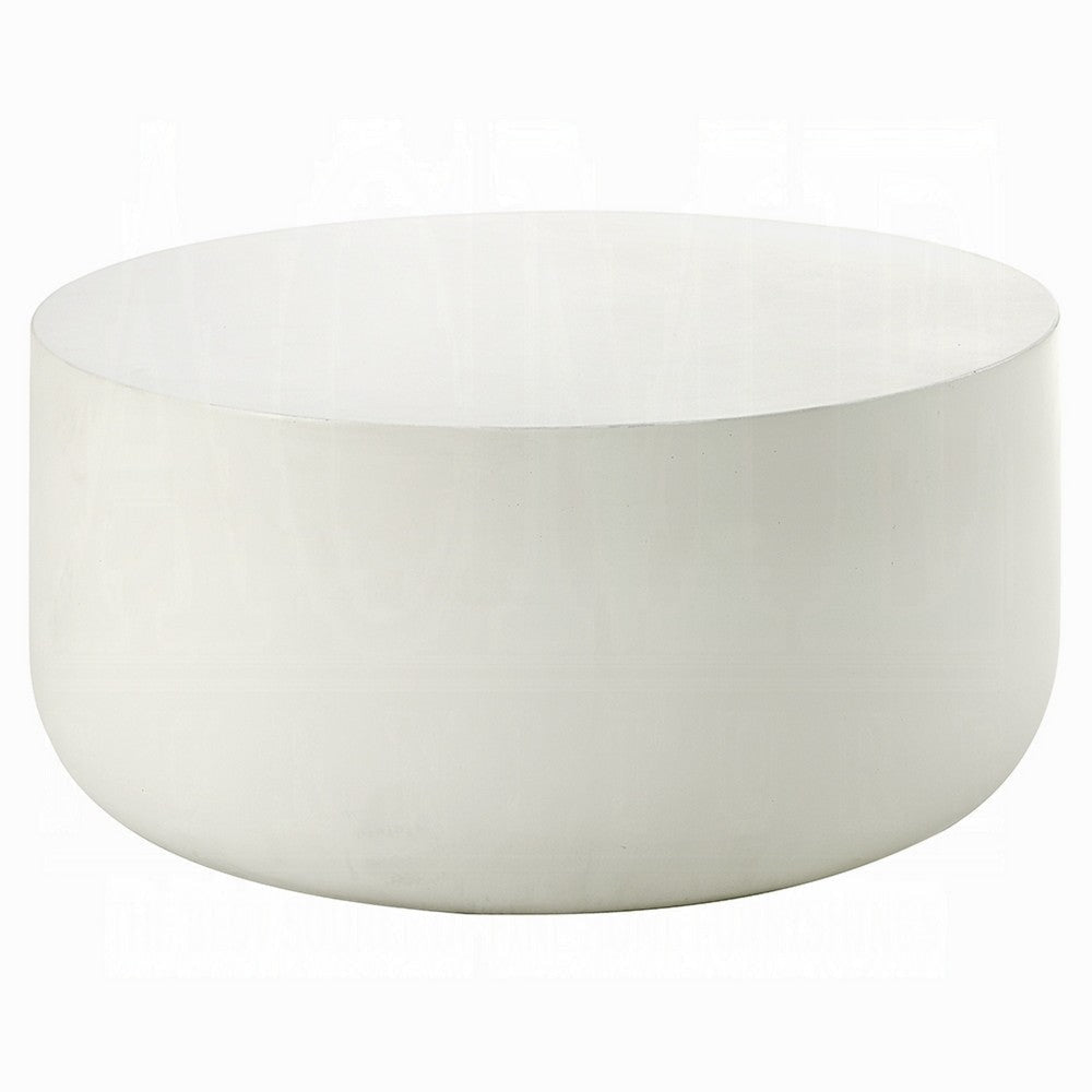 Utan Coffee Table | Modern Natural White Cement Frame | Round 31"