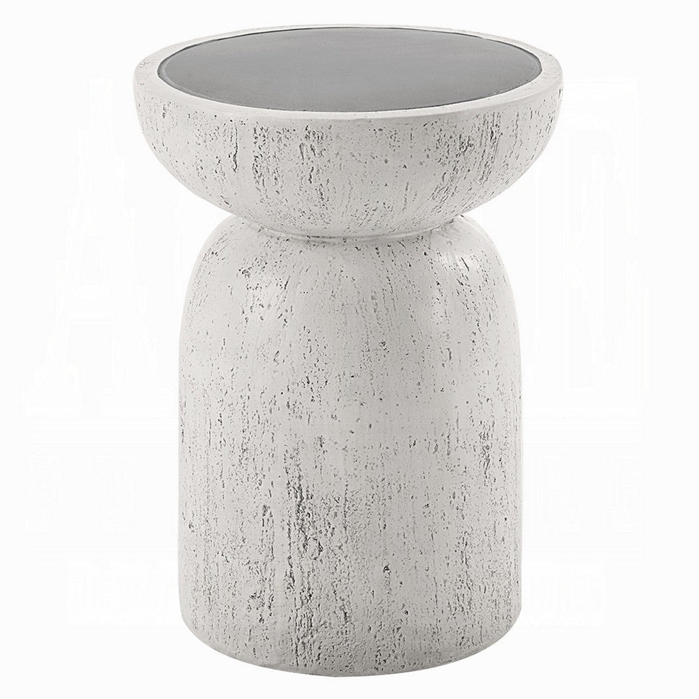 Elyana Accent Table | Sculpted Natural Gray Cement | Round 14" Top