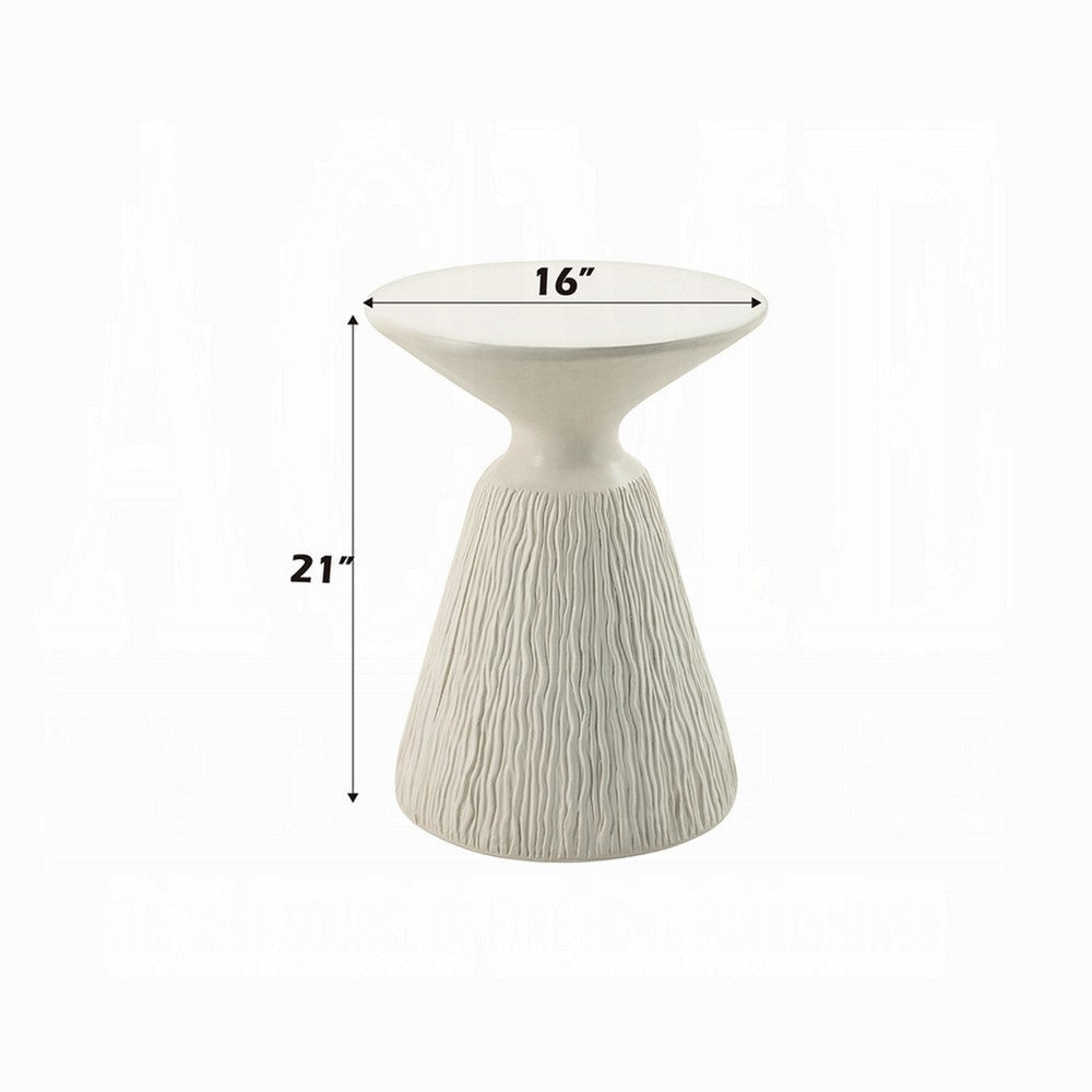 Uane Accent Table | Sculpted Natural White Cement | Round 16’’ Top BM333131