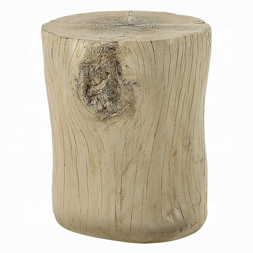 Rennie Accent Table | Light Natural Brown Cement | Log Shape | 14"