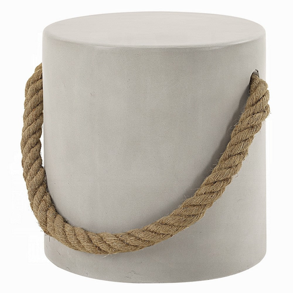 Rennie Accent Table | Natural Gray Cement | Rope Handle | Round 16’’ BM333133