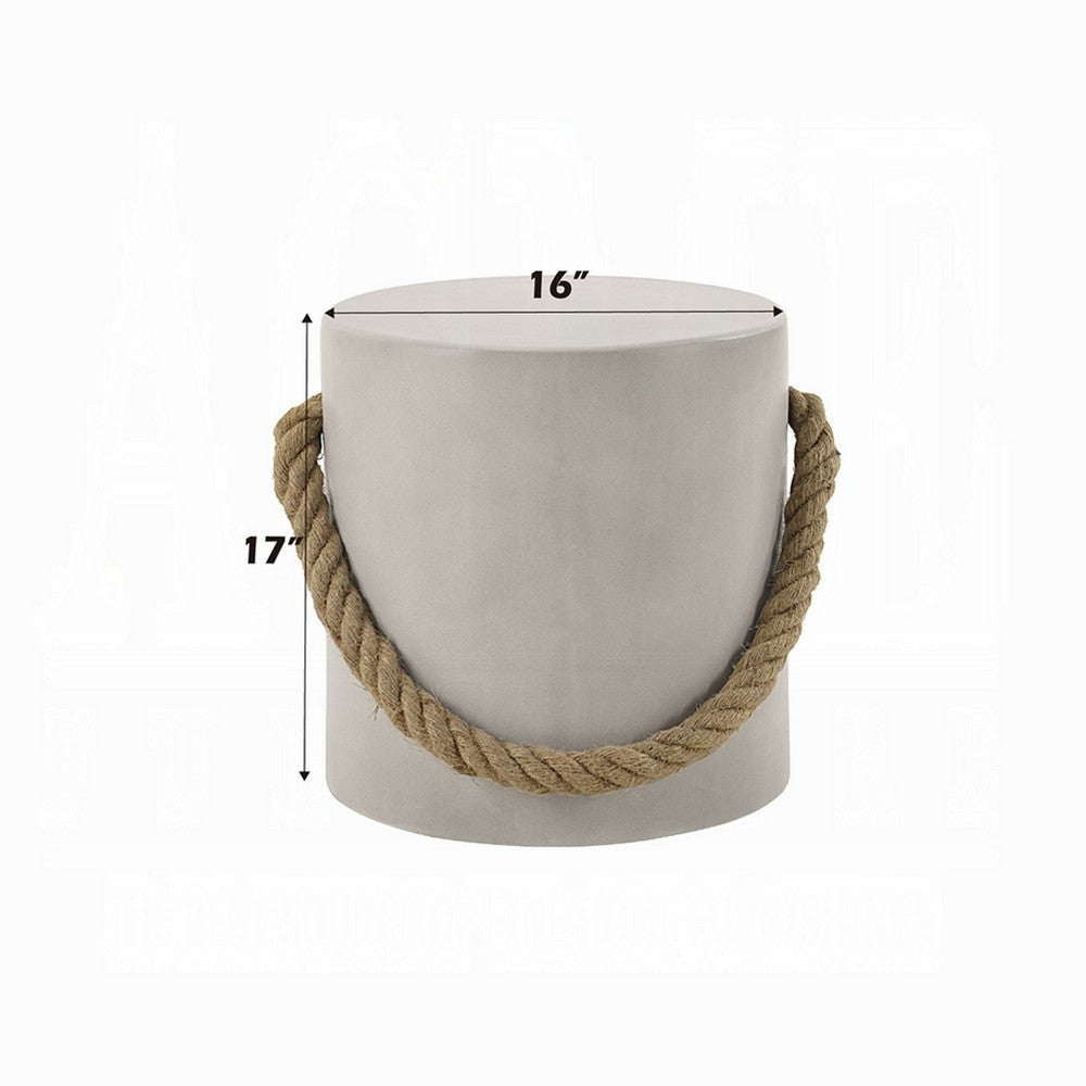Rennie Accent Table | Natural Gray Cement | Rope Handle | Round 16’’ BM333133
