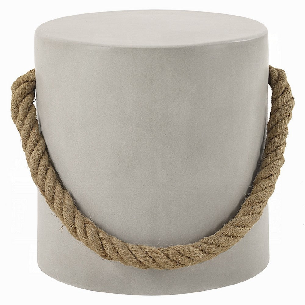 Rennie Accent Table | Natural Gray Cement | Rope Handle | Round 16"