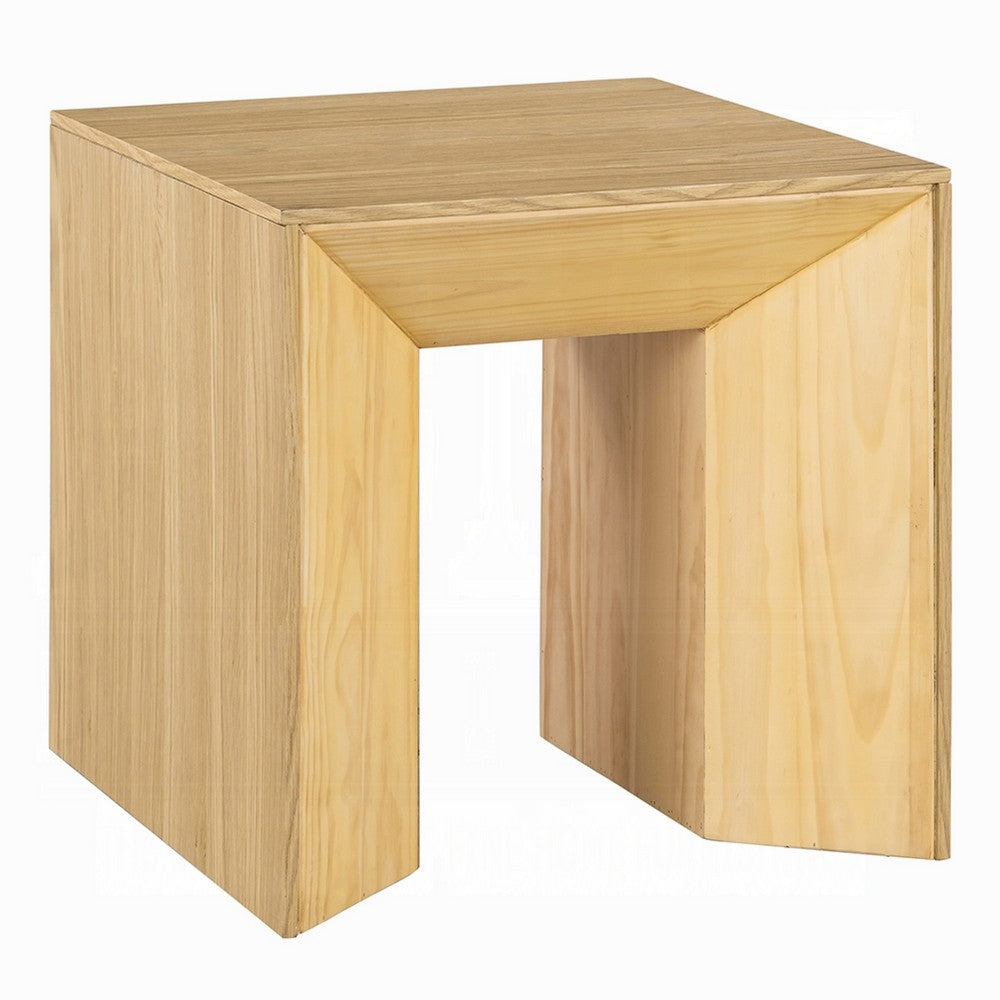 Arnold Side End Table | Natural Brown Wood Frame | Square 24" Top