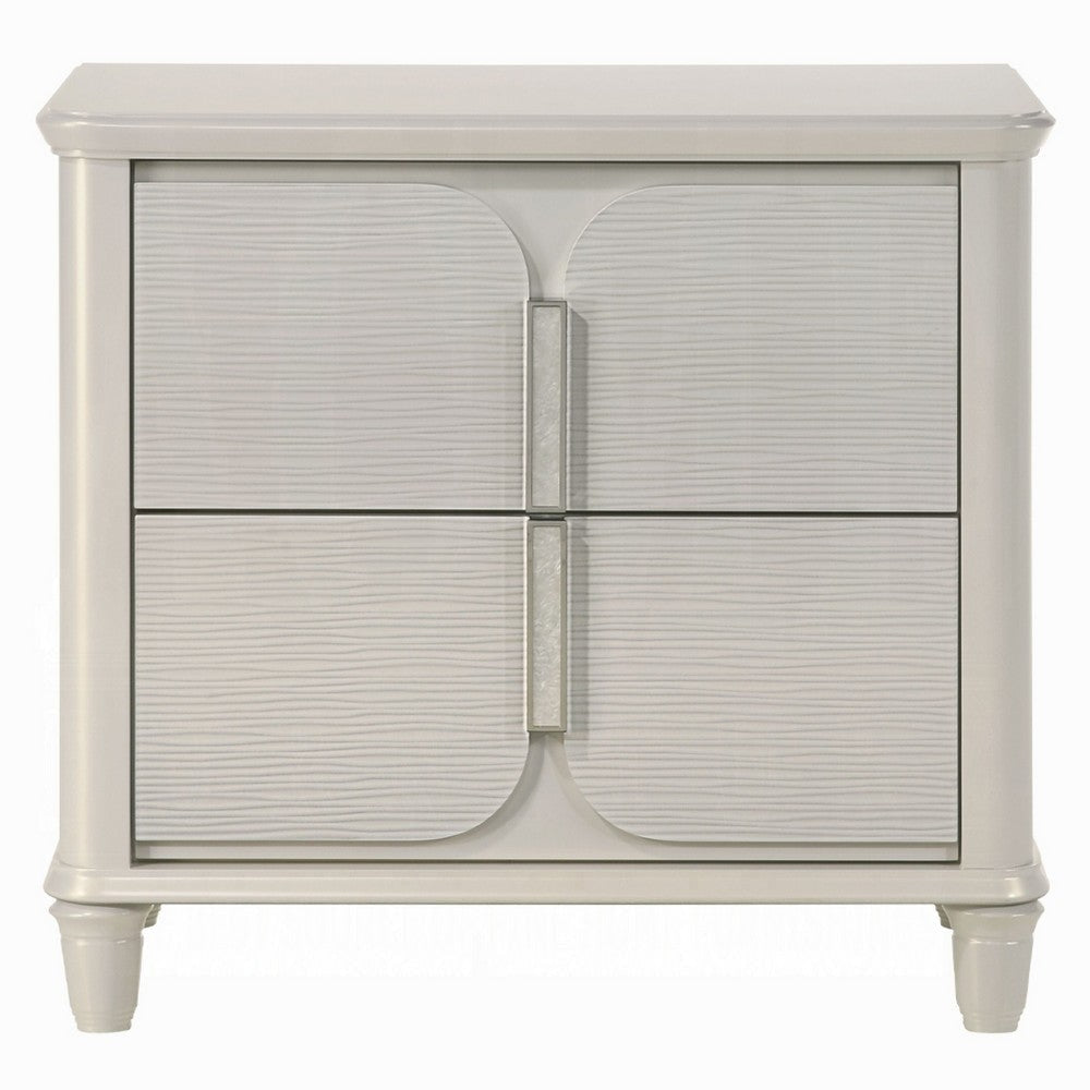Veda Nightstand | Elegant Pearl White Wood | 2 Modern Drawers | 30’’ BM333137