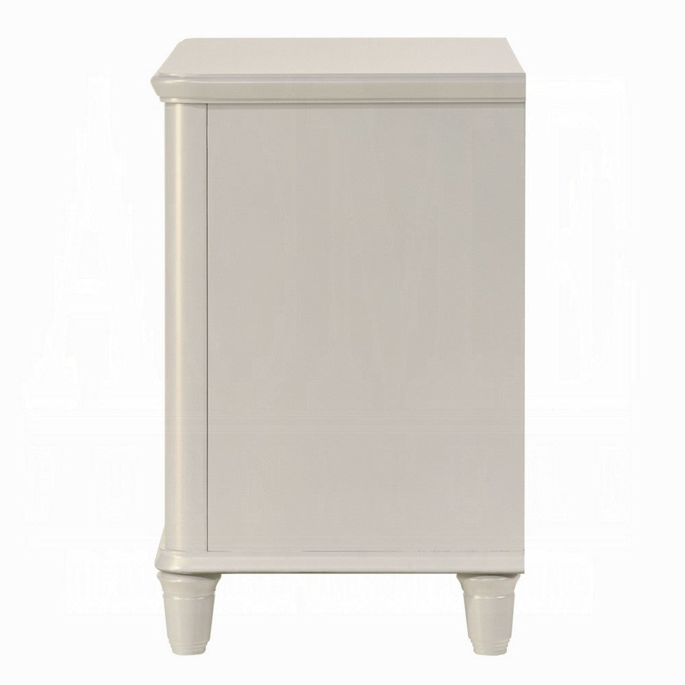 Veda Nightstand | Elegant Pearl White Wood | 2 Modern Drawers | 30’’ BM333137