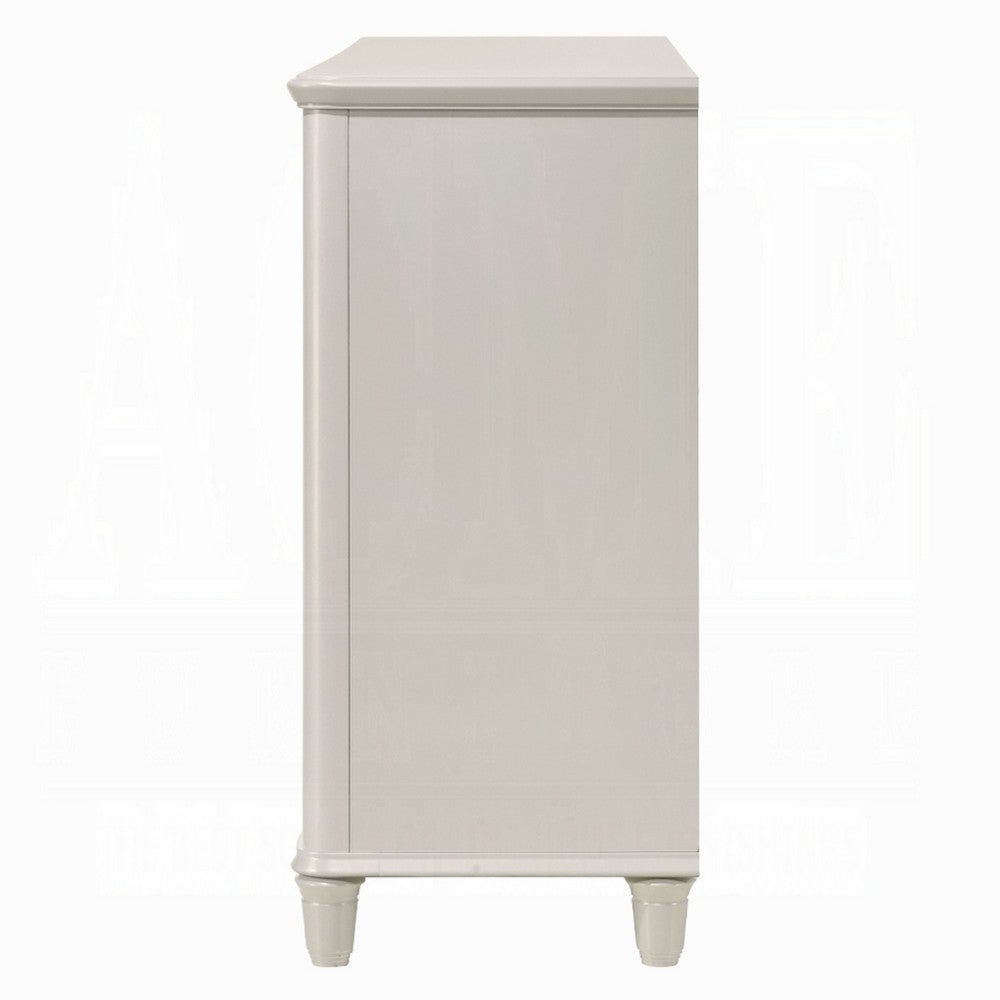 Veda Wide Dresser | Luxurious Pearl White Wood | 6 Modern Drawers BM333138