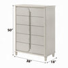 Veda Tall Dresser Chest | Elegant Pearl White Wood | 5 Modern Drawers BM333139
