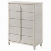 Veda Tall Dresser Chest | Elegant Pearl White Wood | 5 Modern Drawers