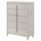Veda Tall Dresser Chest | Elegant Pearl White Wood | 5 Modern Drawers