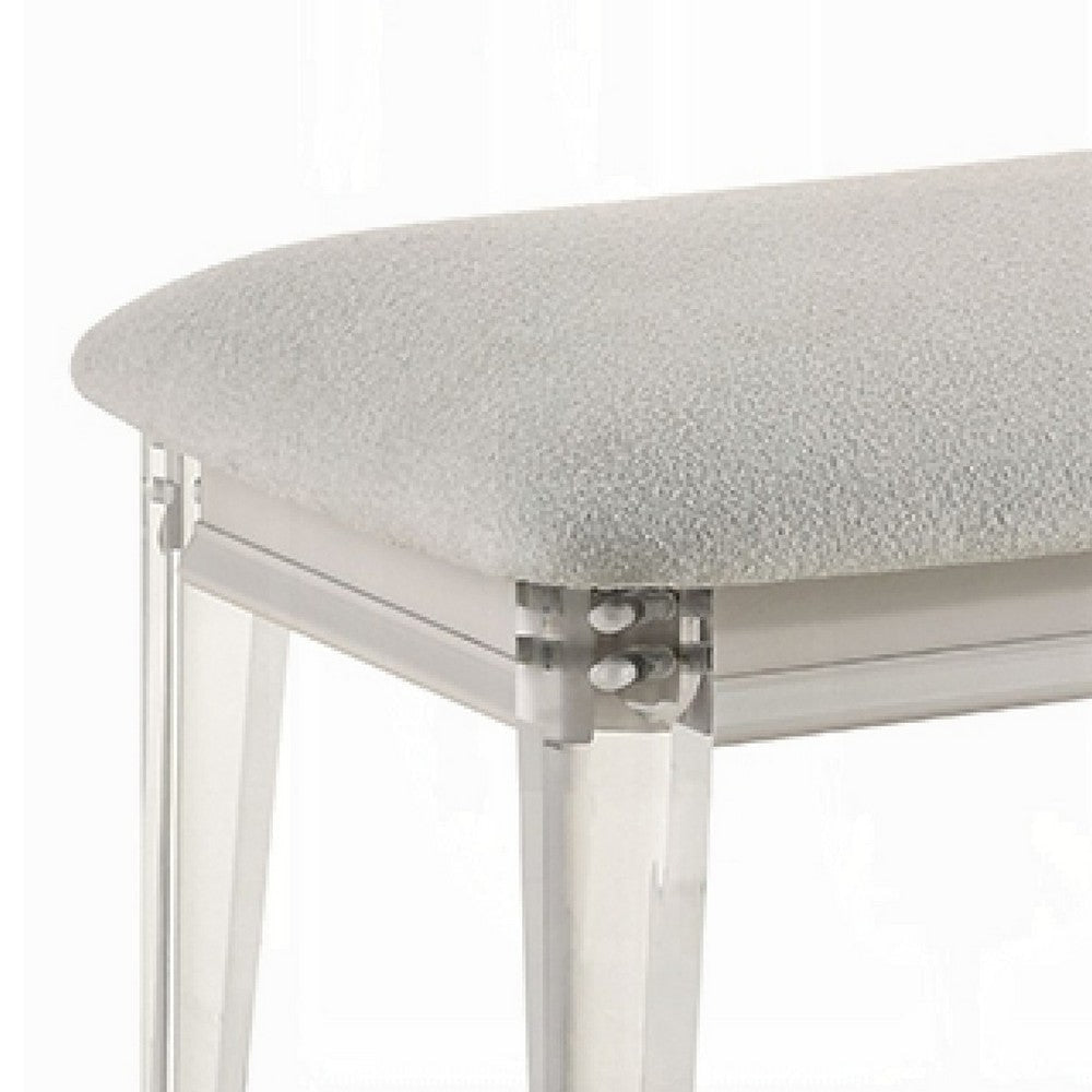 Veda Accent Bench | Light Gray Boucle | Pearl White Wood Finish | 54’’ BM333140
