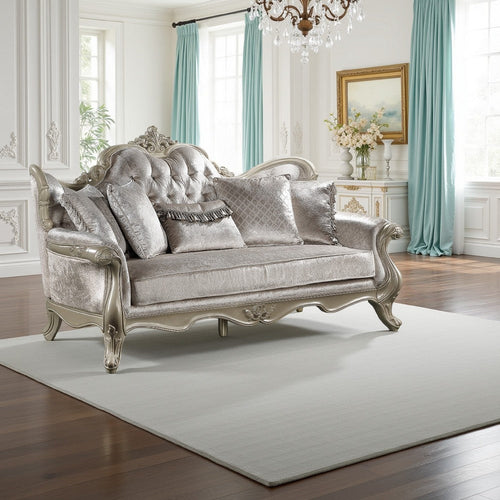 Bertha Sofa | Ornate Carved European Classic Beige Champagne | 85"