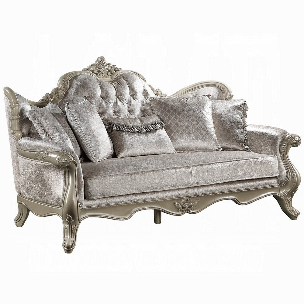 Bertha Sofa | Ornate Carved European Classic Beige Champagne | 85"