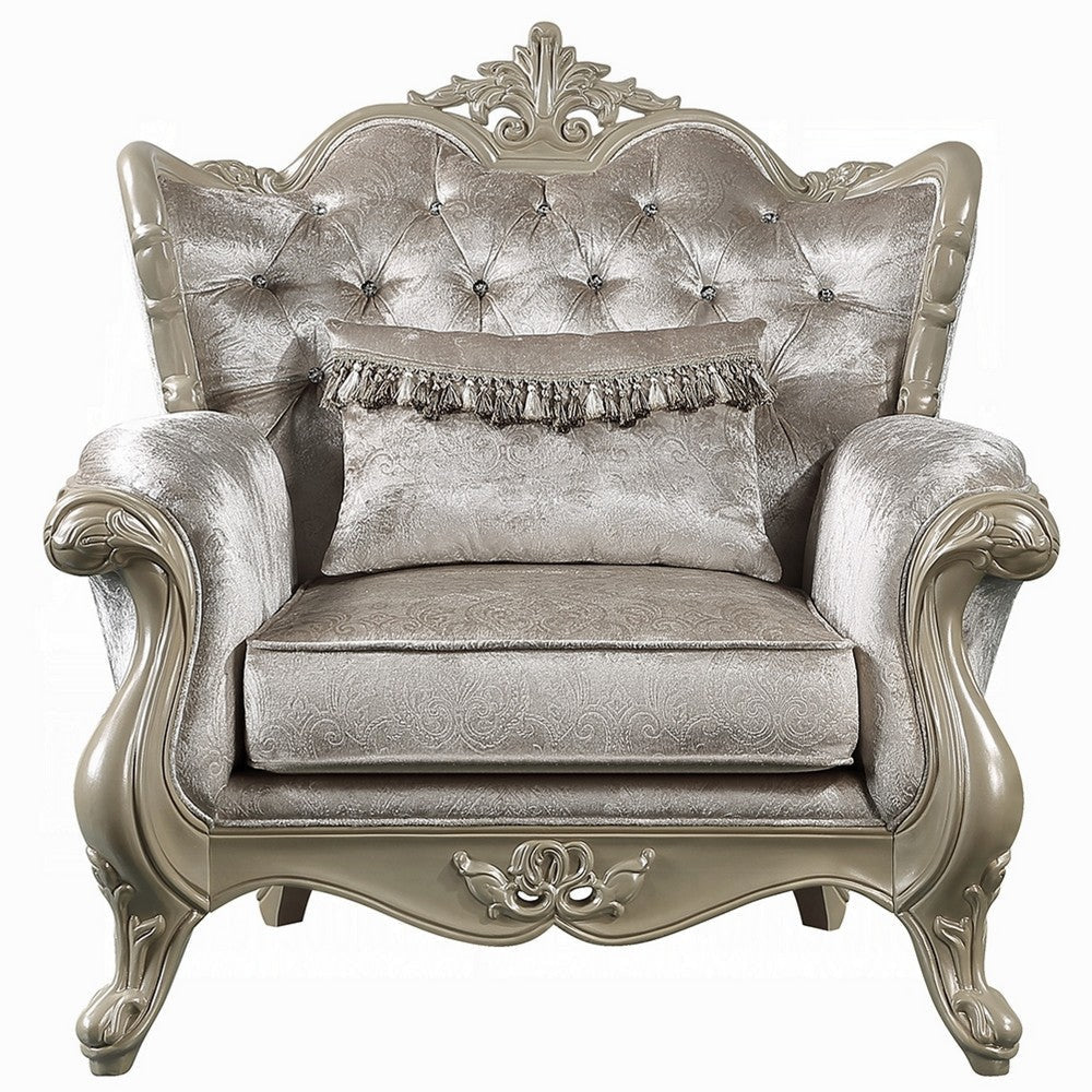 Bertha Accent Chair | European Ornate Carved Beige | Champagne Wood BM333142