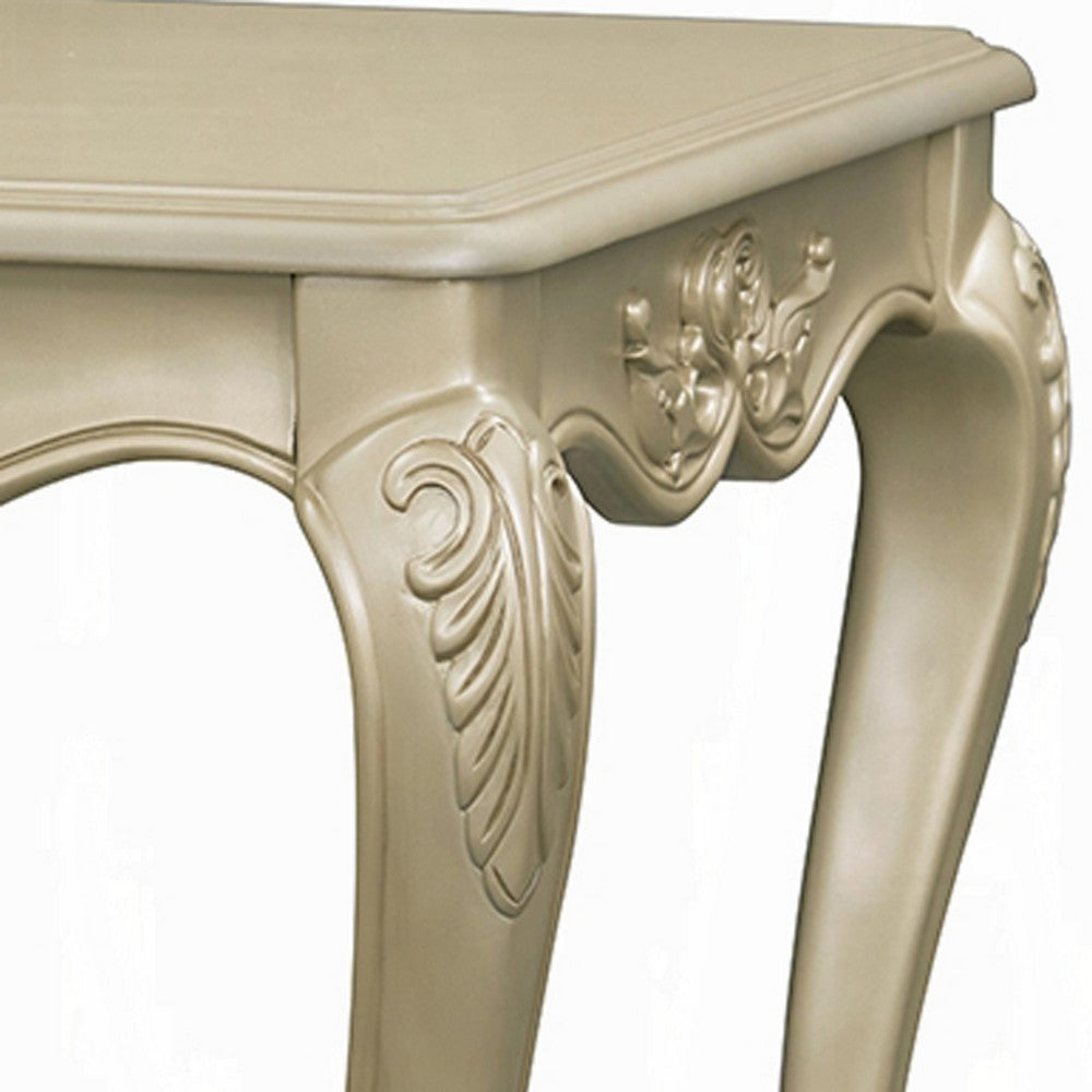 Bertha End Table | Ornate Carved Classical Champagne Gold Wood | 28’’ BM333144