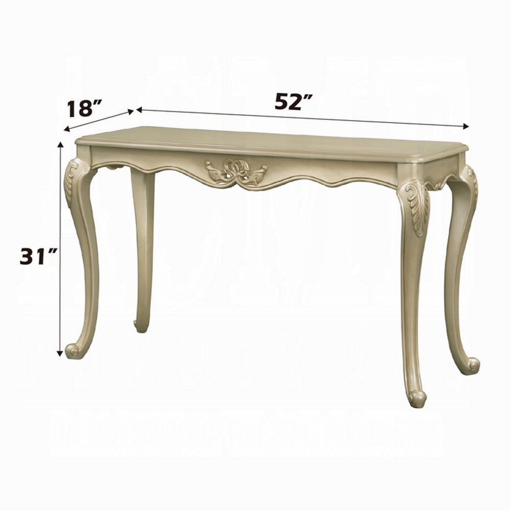 Bertha Sofa Table | Ornate Classic European Champagne Gold Wood 52’’ BM333145