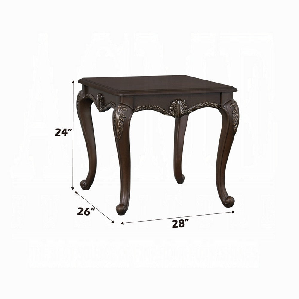 Reese Side Table | European Carved Classic Cherry Brown Wood | 28’’ BM333147