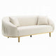 Artina Sofa | 2 Accent Throw Pillows | Ivory Velvet | Gold Metal | 89"