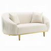 Artina Loveseat | 2 Accent Throw Pillows | Ivory Velvet and Gold 74"