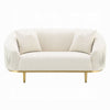 Artina Loveseat | 2 Accent Throw Pillows | Ivory Velvet and Gold 74’’ BM333149