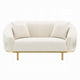 Artina Loveseat | 2 Accent Throw Pillows | Ivory Velvet and Gold 74’’ BM333149