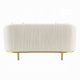 Artina Loveseat | 2 Accent Throw Pillows | Ivory Velvet and Gold 74’’ BM333149
