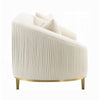 Artina Loveseat | 2 Accent Throw Pillows | Ivory Velvet and Gold 74’’ BM333149