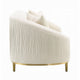 Artina Loveseat | 2 Accent Throw Pillows | Ivory Velvet and Gold 74’’ BM333149