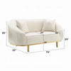 Artina Loveseat | 2 Accent Throw Pillows | Ivory Velvet and Gold 74’’ BM333149